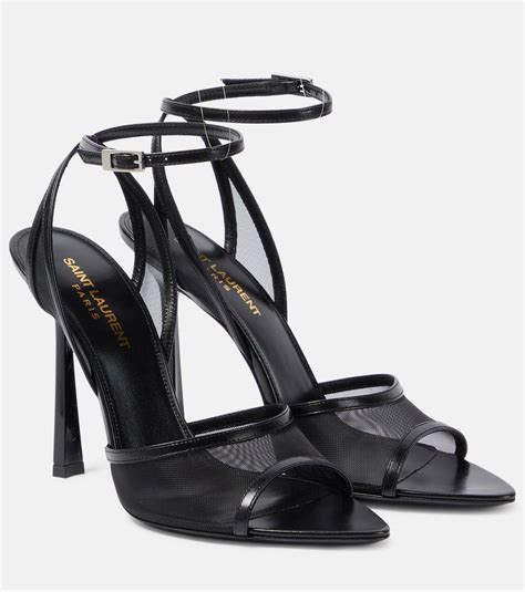 SAINT LAURENT Missy mesh and leather sandals